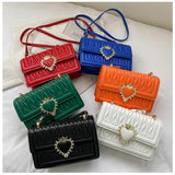 Women's Diagonal Crossbody Bags Heart Decoration Stripe Casual Bag