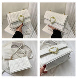 Women's Diagonal Crossbody Bags Heart Decoration Stripe Casual Bag