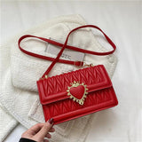 Women's Diagonal Crossbody Bags Heart Decoration Stripe Casual Bag