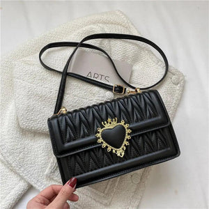Women's Diagonal Crossbody Bags Heart Decoration Stripe Casual Bag