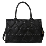 Textured Shoulder Bag with Heart Embossed Design