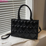 Textured Shoulder Bag with Heart Embossed Design