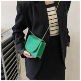 Crocodile Pattern Square Shoulder Bag Chain Crossbody Bag
