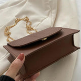 Crocodile Pattern Square Shoulder Bag Chain Crossbody Bag
