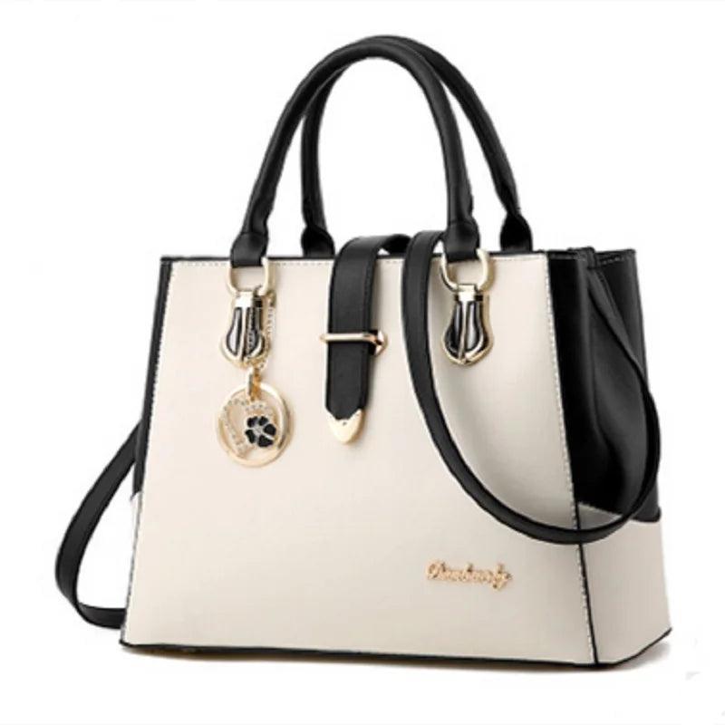 Patchwork Shoulder Office Work PU Leather Bag Casual Solid Lady Messenger Bag