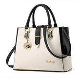 Patchwork Shoulder Office Work PU Leather Bag Casual Solid Lady Messenger Bag