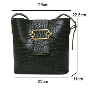 Vintage Crocodile Bucket Bag Crossbody Composite Solid Shoulder Bags