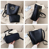 Vintage Crocodile Bucket Bag Crossbody Composite Solid Shoulder Bags