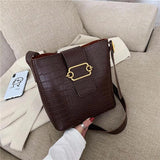 Vintage Crocodile Bucket Bag Crossbody Composite Solid Shoulder Bags
