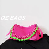 Summer Neon Green Pink Chain Armpit Bags Women Casual Shoulder Messenger Bag