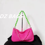 Summer Neon Green Pink Chain Armpit Bags Women Casual Shoulder Messenger Bag