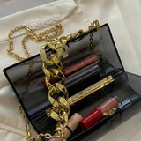 Yellow PVC Box Bag Chain Shoulder Small Totes Dinner Makeup Clutch