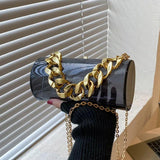 Yellow PVC Box Bag Chain Shoulder Small Totes Dinner Makeup Clutch