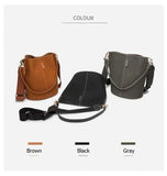 Matte Leather Bucket Bag Wide Strap Crossbody Bag for Women