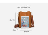 Matte Leather Bucket Bag Wide Strap Crossbody Bag for Women