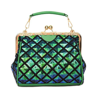 Mini Lingge Shoulder Bag Sequins Crossbody Bag Pu Leather