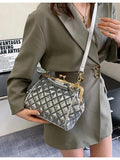 Mini Lingge Shoulder Bag Sequins Crossbody Bag Pu Leather