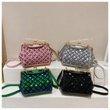 Mini Lingge Shoulder Bag Sequins Crossbody Bag Pu Leather