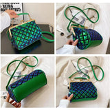 Mini Lingge Shoulder Bag Sequins Crossbody Bag Pu Leather