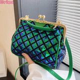 Mini Lingge Shoulder Bag Sequins Crossbody Bag Pu Leather