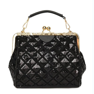Mini Lingge Shoulder Bag Sequins Crossbody Bag Pu Leather