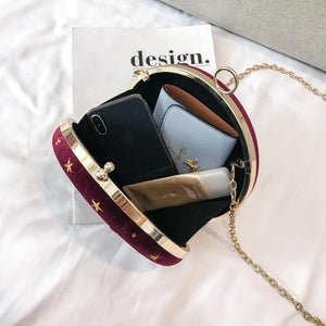 Round Starry Sky Suede Women Shoulder Bag Chain Crossbody Messenger Bags