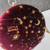 Round Starry Sky Suede Women Shoulder Bag Chain Crossbody Messenger Bags