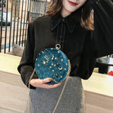 Round Starry Sky Suede Women Shoulder Bag Chain Crossbody Messenger Bags