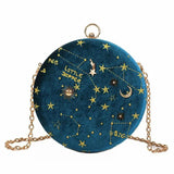 Round Starry Sky Suede Women Shoulder Bag Chain Crossbody Messenger Bags