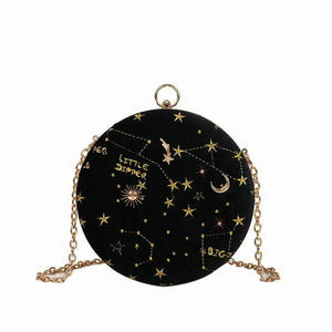 Round Starry Sky Suede Women Shoulder Bag Chain Crossbody Messenger Bags