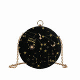 Round Starry Sky Suede Women Shoulder Bag Chain Crossbody Messenger Bags