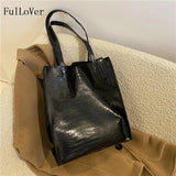 Fashionable Women Handbags Crocodile Pattern Bucket Bags