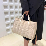 Women Green Big Totes Padded Large Capacit Handbags Classic Nylon Down Cotton