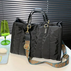 Women Green Big Totes Padded Large Capacit Handbags Classic Nylon Down Cotton