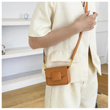 Mini Square Crossbody Bag Solid PU Leather Shoulder Bag