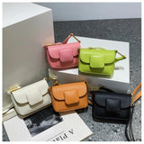 Mini Square Crossbody Bag Solid PU Leather Shoulder Bag