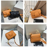 Mini Square Crossbody Bag Solid PU Leather Shoulder Bag