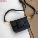 Mini Square Crossbody Bag Solid PU Leather Shoulder Bag