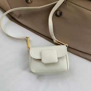Mini Square Crossbody Bag Solid PU Leather Shoulder Bag