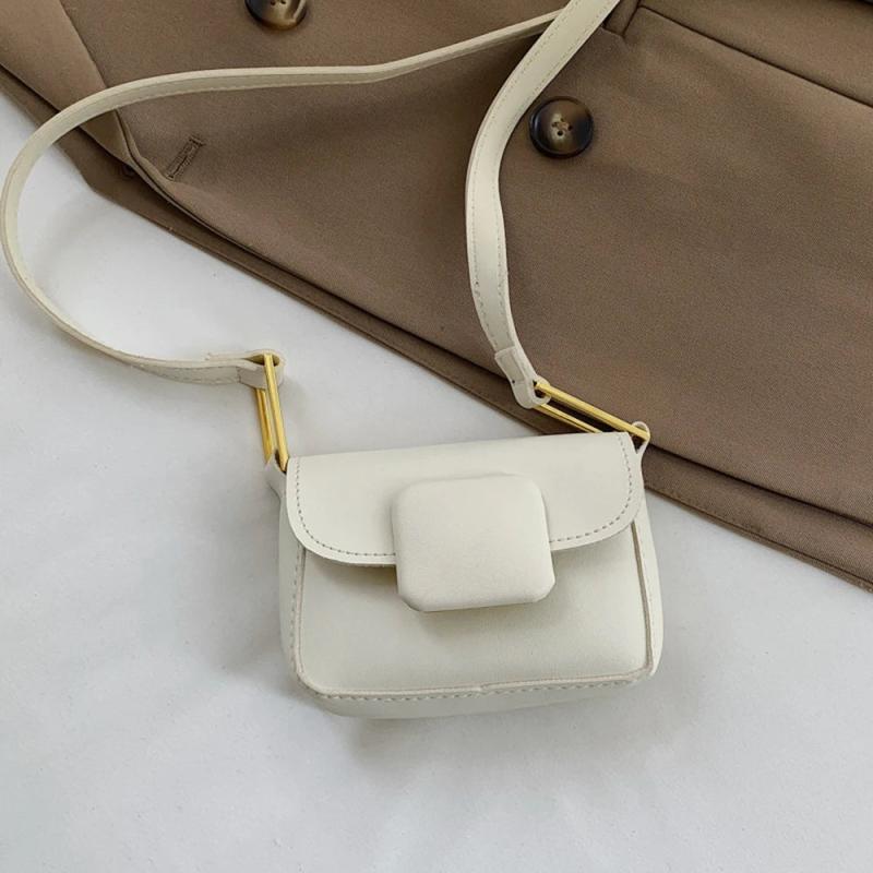 Mini Square Crossbody Bag Solid PU Leather Shoulder Bag