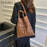 Women's Lattice Shoulder Bag Winter Handbag Large Capacity Tote