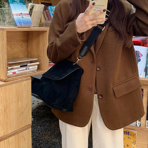 Winter Vintage Casual Women's Shoulder Bag Faux Suede Ladie