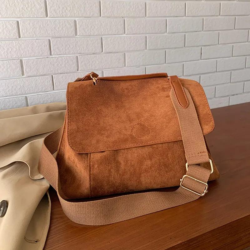 Winter Vintage Casual Women's Shoulder Bag Faux Suede Ladie