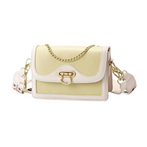 Square Shoulder Bag Chain Crossbody Contrast Horizontal