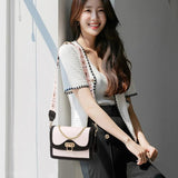Square Shoulder Bag Chain Crossbody Contrast Horizontal