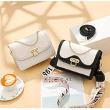 Square Shoulder Bag Chain Crossbody Contrast Horizontal