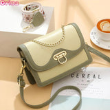 Square Shoulder Bag Chain Crossbody Contrast Horizontal