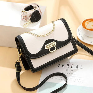 Square Shoulder Bag Chain Crossbody Contrast Horizontal