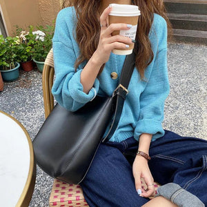 Women's Large Capacity Bucket Bag Shoulder Handbag