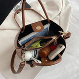 Women Orange Green Shoulder Bag Large Capacity Bucket Bags Big Totes